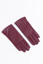 Load image into Gallery viewer, Berry Faux Leather Stitch Detail Gloves
