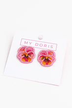 Load image into Gallery viewer, Pink Pansy Beaded Stud Earrings
