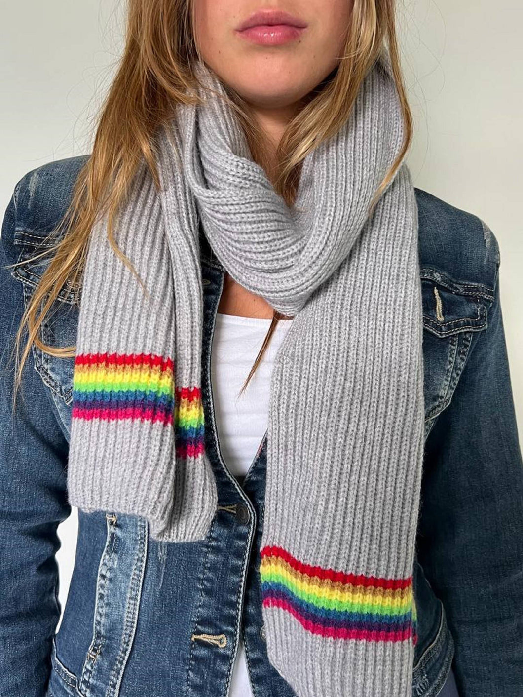 Light Grey Rainbow Scarf