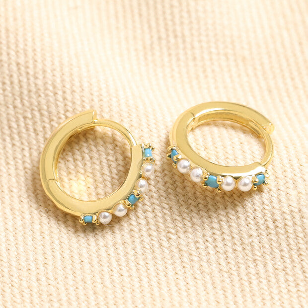 Blue shops stone hoop earrings