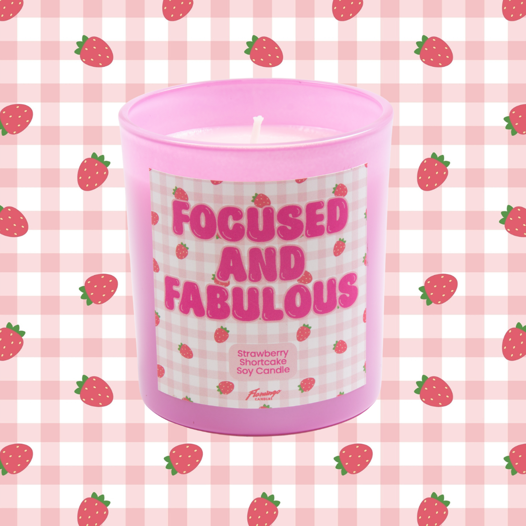 Strawberry Shortcake Focused and Fabulous Pink Strawberry Candle
