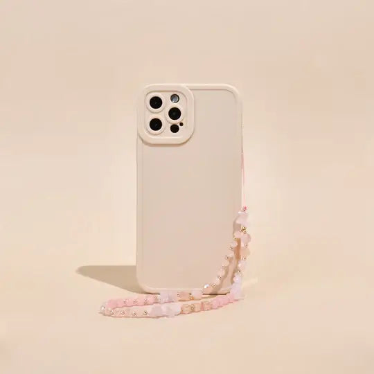 Pink and Gold Beaded Phone Strap