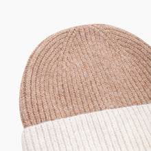 Load image into Gallery viewer, Two Tone Beanie Hat in Beige &amp; Cream
