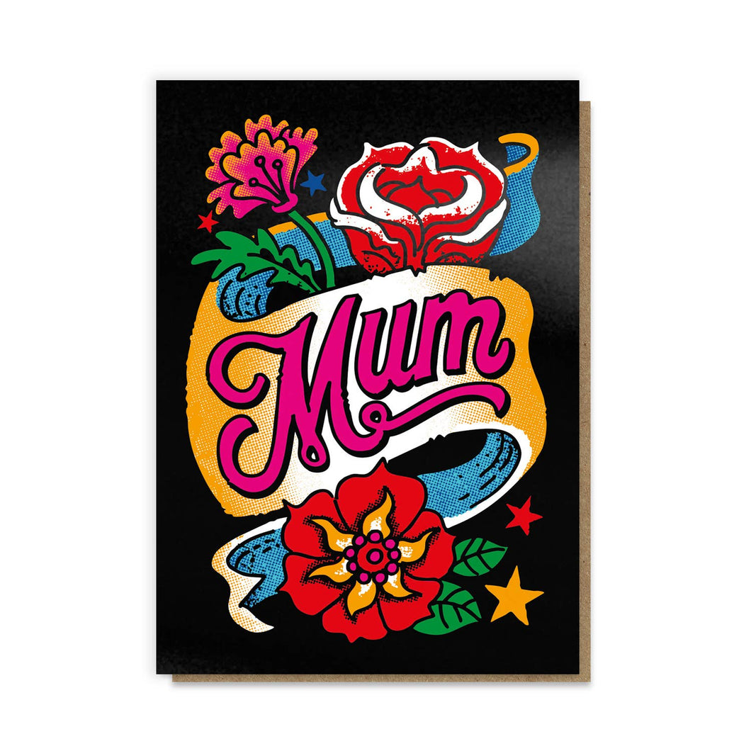 Mum Tattoo Style Greetings Card