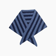 Load image into Gallery viewer, Striped Knitted Triangle Scarf in Blue
