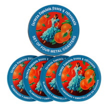 Load image into Gallery viewer, Set of 4 Cerveza Española Metal Coasters
