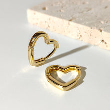 Load image into Gallery viewer, Heart Hoop Earrings
