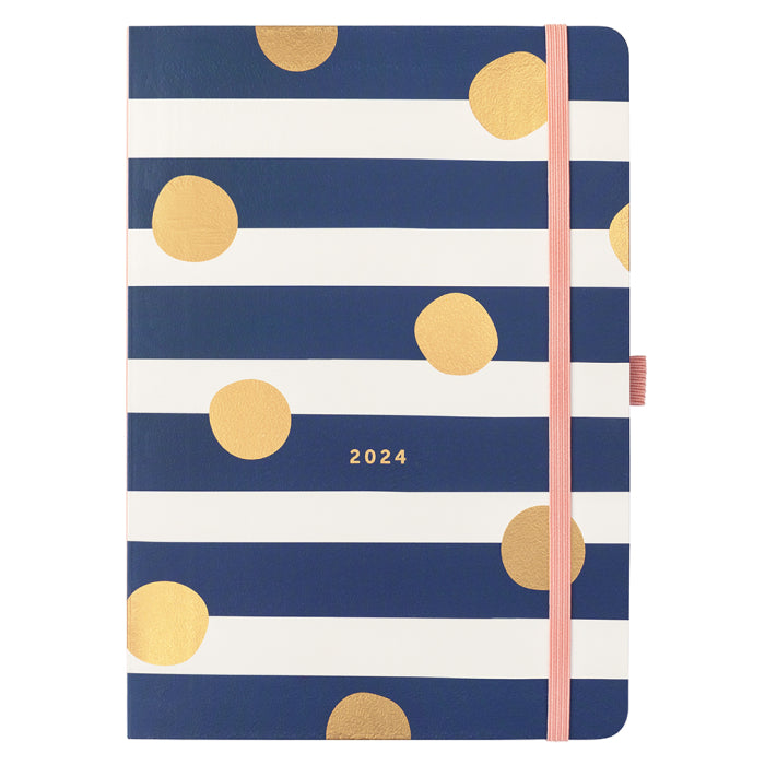 Stripes & Gold Spots Day a Page Diary 2024