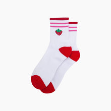 Load image into Gallery viewer, Strawberry Organic Cotton Sports Socks in White
