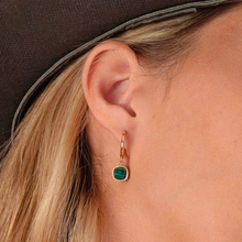Load image into Gallery viewer, Malachite Huggie Hoop Earrings
