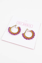 Load image into Gallery viewer, Gold &amp; Pink Beaded Hoop Earrings
