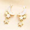 Load image into Gallery viewer, Gold Mother of Pearl Moon &amp; Star Earrings
