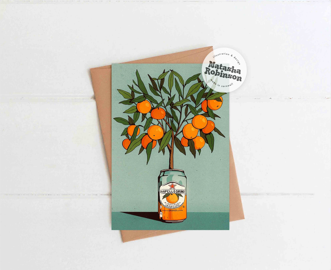 Orange Tree & San Pellegrino Greetings Card