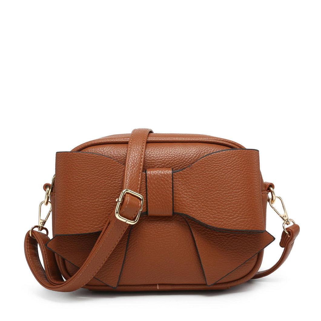 Tan Bow Front Cross Body Bag