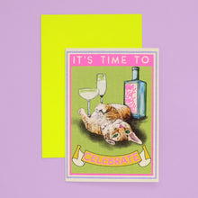 Load image into Gallery viewer, Time To Celebrate Ginger Cat Greetings Card
