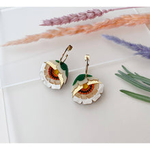 Load image into Gallery viewer, Caramel Isobel Floral Hoop Earrings

