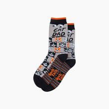 Load image into Gallery viewer, Cat Dad Combed Cotton Novelty Socks in Grey/Black
