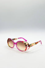 Load image into Gallery viewer, Floral Pink Oval Sunglasses
