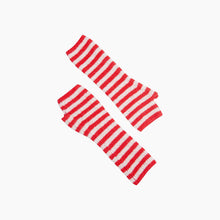 Load image into Gallery viewer, Red &amp; Cream Long Striped Wrist Warmer
