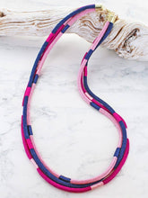 Load image into Gallery viewer, Pink &amp; Purple 3 Strand Cord Necklace
