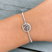 Load image into Gallery viewer, Silver Tree Of Life Cubic Zirconia Pull Slider Bracelet
