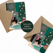 Load image into Gallery viewer, Sleeping Sighthounds Pack Of 5 Christmas Cards
