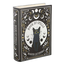 Load image into Gallery viewer, Black Cat Magick Book of Spells Shaped Storage Box
