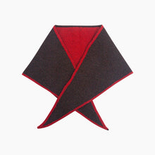 Load image into Gallery viewer, Contrast Trim Knitted Triangle Scarf in Brown &amp; Red
