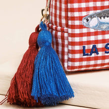 Load image into Gallery viewer, Red and White Gingham Fish Embroidered Pouch
