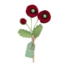 Load image into Gallery viewer, Handmade Red Poppy Crochet Stem
