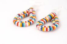 Load image into Gallery viewer, Geometric Candy Print Fabric Cord Hoop Earrings
