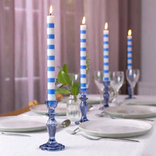Load image into Gallery viewer, Blue &amp; White Stripe Dinner Candle
