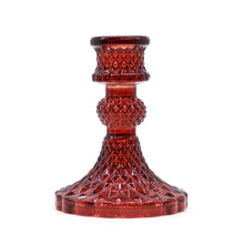 Load image into Gallery viewer, Red Glass Vintage Candle Holder
