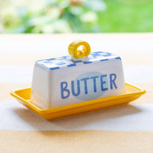 Load image into Gallery viewer, Blue Check Butter Dish
