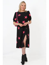 Load image into Gallery viewer, Black Star Outline Tea Dress
