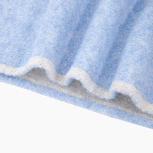 Load image into Gallery viewer, Contrast Trim Knitted Triangle Scarf in Light Blue &amp; Cream
