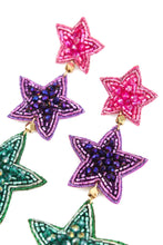 Load image into Gallery viewer, Rainbow Star Beaded Drop Earrings
