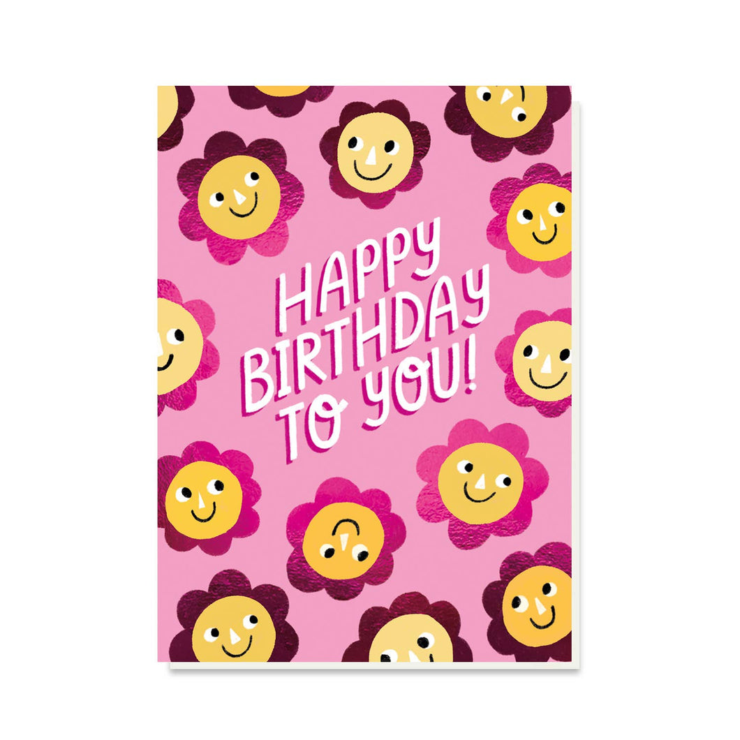 Flower Faces Birthday Greetings Card