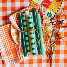 Load image into Gallery viewer, Green Stripe Straight Dinner Candle
