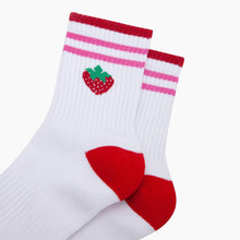 Load image into Gallery viewer, Strawberry Organic Cotton Sports Socks in White
