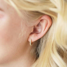 Load image into Gallery viewer, Crystal Huggie Hoop Earrings in Gold
