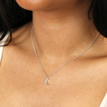 Load image into Gallery viewer, Silver Moon Necklace with Card

