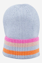 Load image into Gallery viewer, Delta Light Blue Rainbow Stripe Beanie Hat

