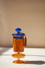 Load image into Gallery viewer, Amber Bubble Glass Matchstick Jar &amp; Matches

