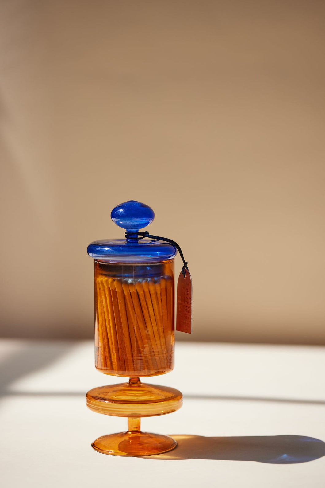 Amber Bubble Glass Matchstick Jar & Matches