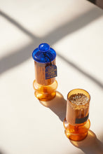 Load image into Gallery viewer, Amber Bubble Glass Matchstick Jar &amp; Matches
