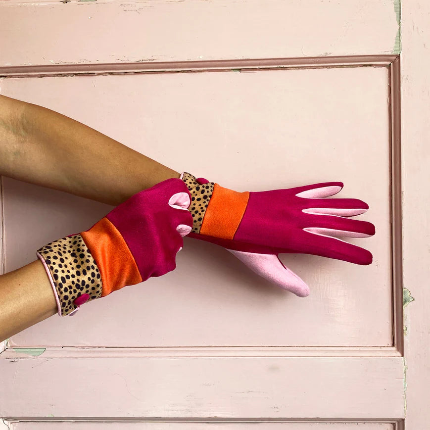 Pink Cheetah Print Gloves