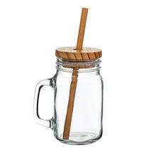 Load image into Gallery viewer, Glass Drinking Jar with Bamboo Lid &amp; Straw
