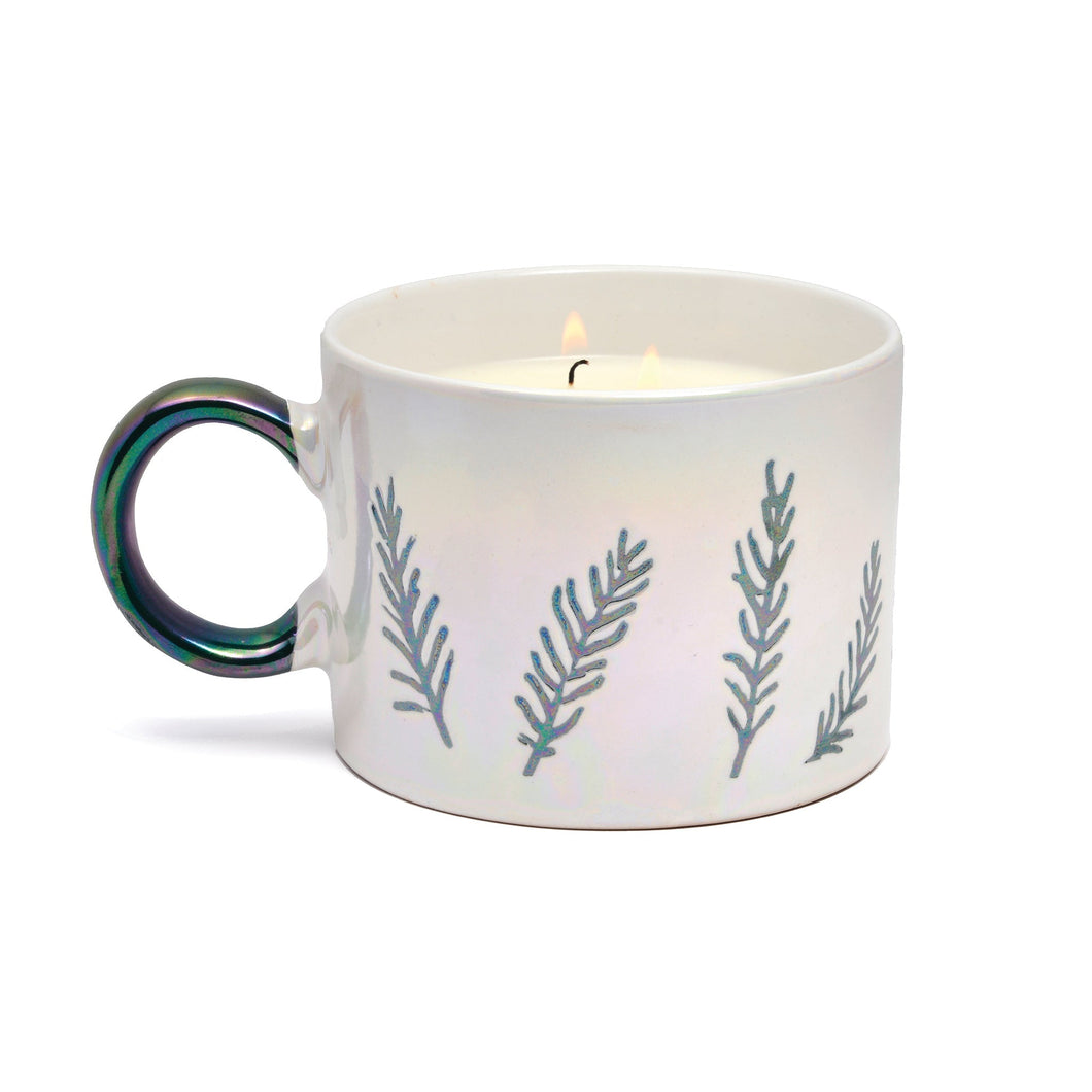 Cypress & Fir Scented White Ceramic Mug Candle