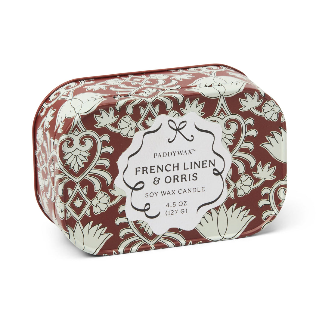 Paddywax Cherie French Linen & Orris Tin Candle